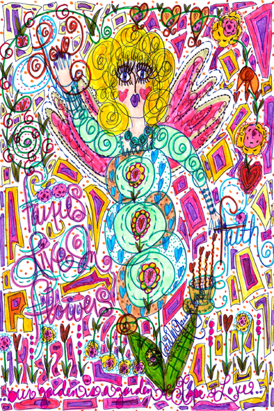 Fairies Live In Flowers Doodle Art